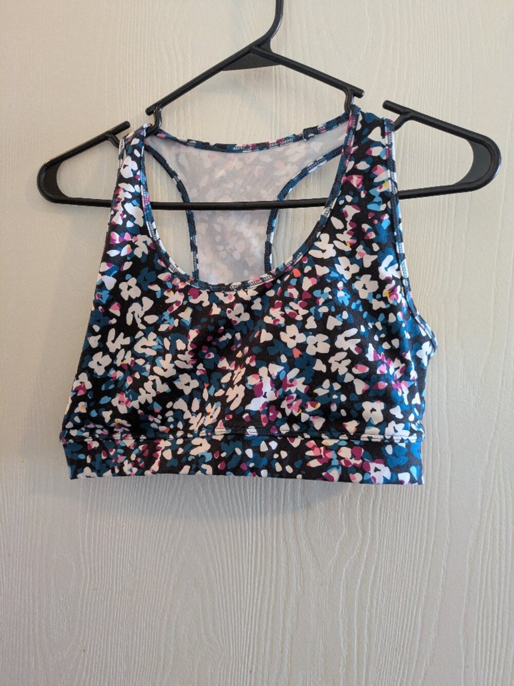 Gap GapFit PowerMove T-Back Sports Bra Womens Medium Multicolor Floral Longline